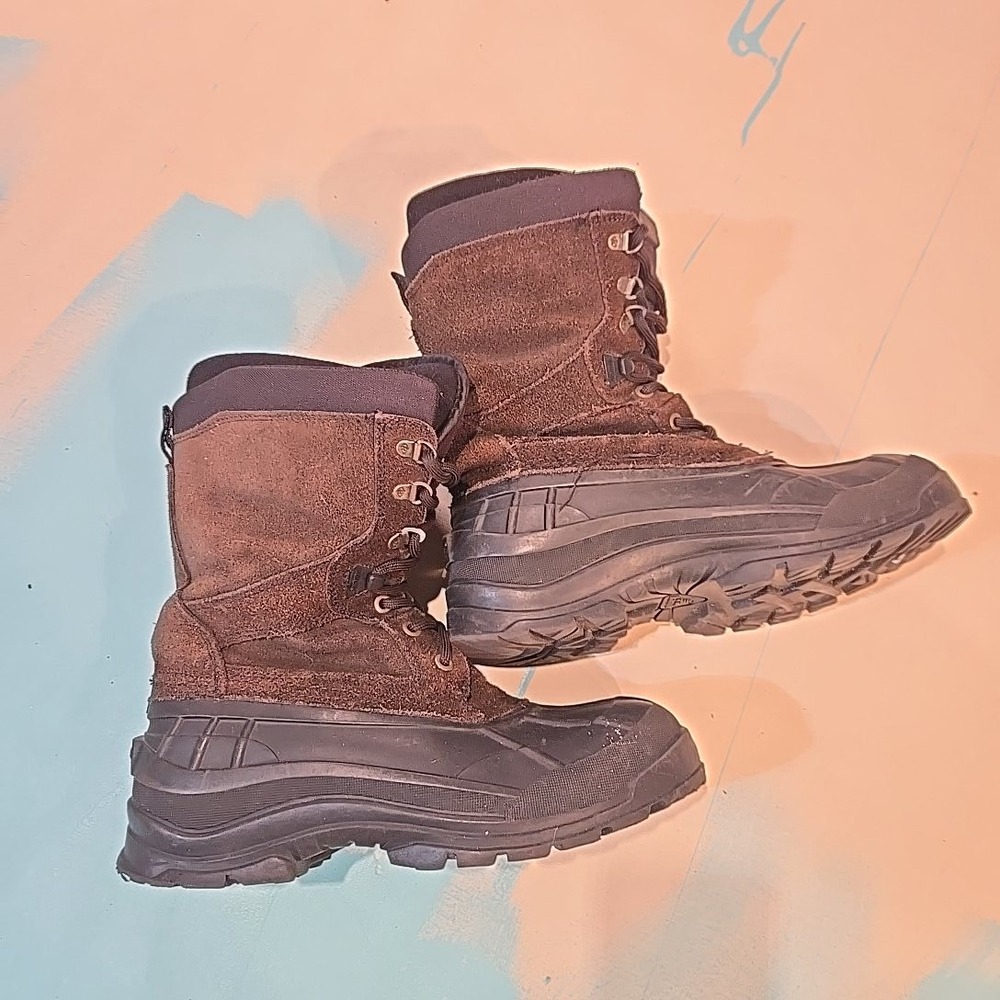 Kamik Brown Black‎ Thinsulate Waterproof Snow Boots 9 Lace Up Winter Duck Suede